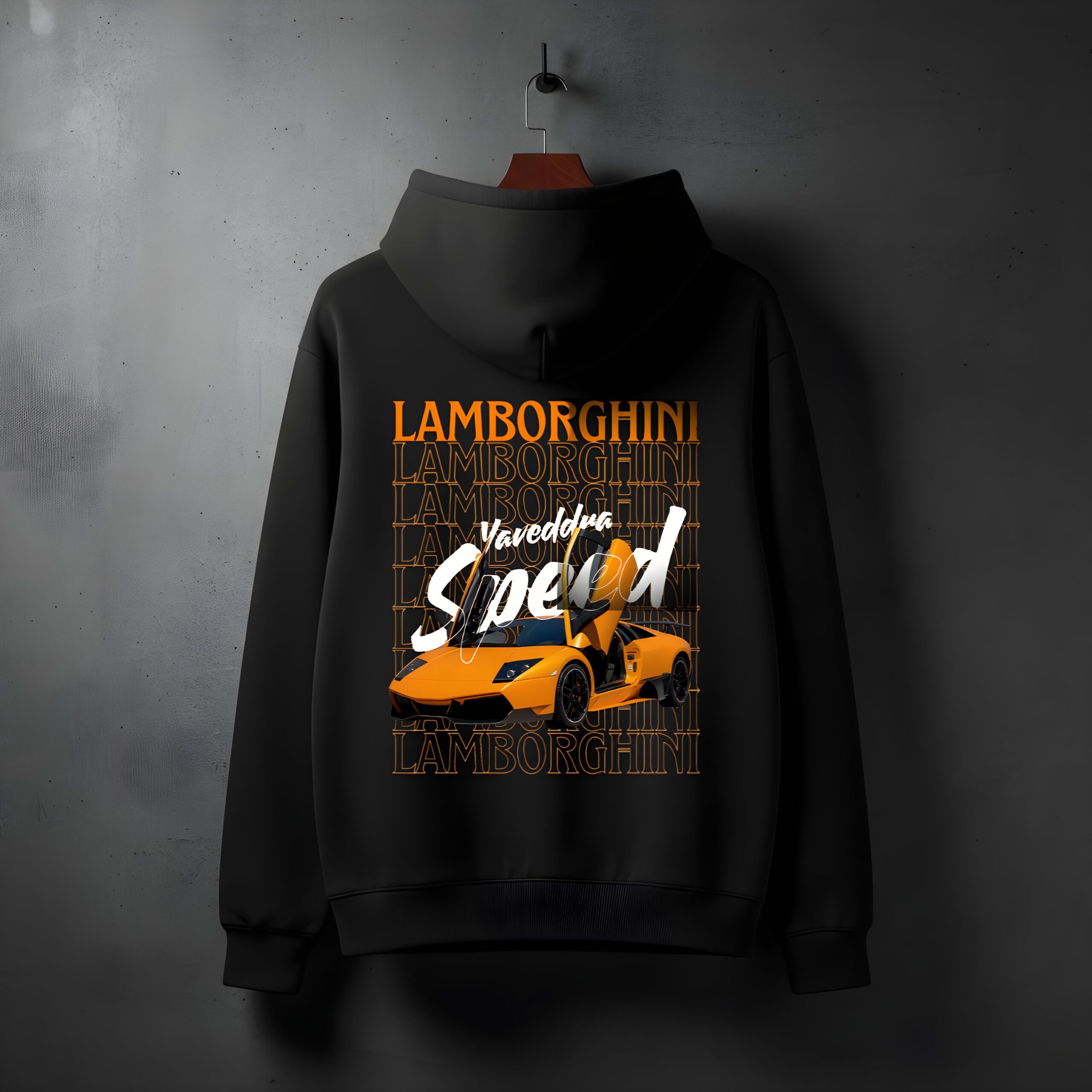 Yaveddra Lamborghini Speed Edition Luxury Oversized Hoodie Yaveddra Lamborghini Speed Edition Luxury Oversized Hoodie – 400 GSM 100% cotton black streetwear hoodie with Lamborghini-inspired design