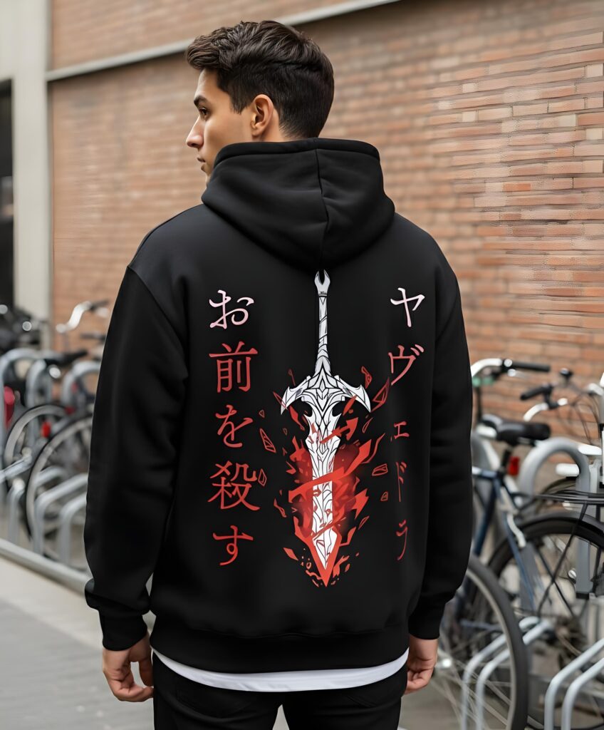 Home Japanese Sword Graphic Black Oversized Hoodie – Yaveddra