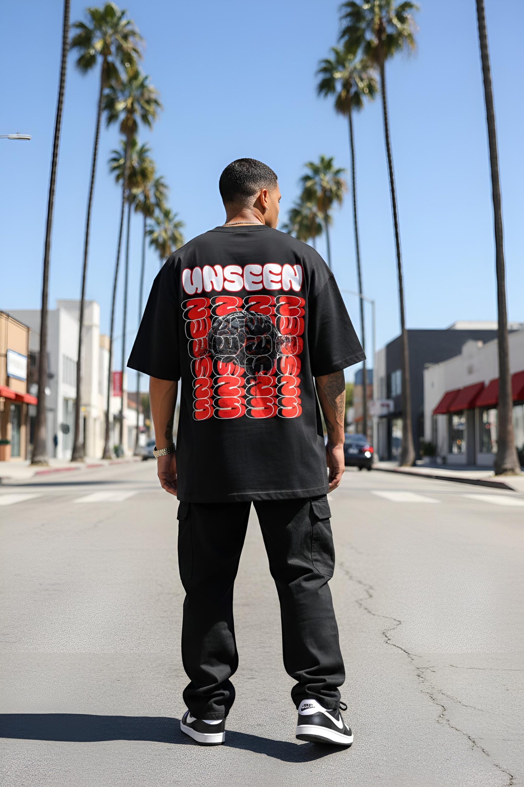 Yaveddra Unseen Oversized T-Shirt – Bold Graphic Streetwear Unseen Oversized T-Shirt by Yaveddra with bold back graphic streetwear design