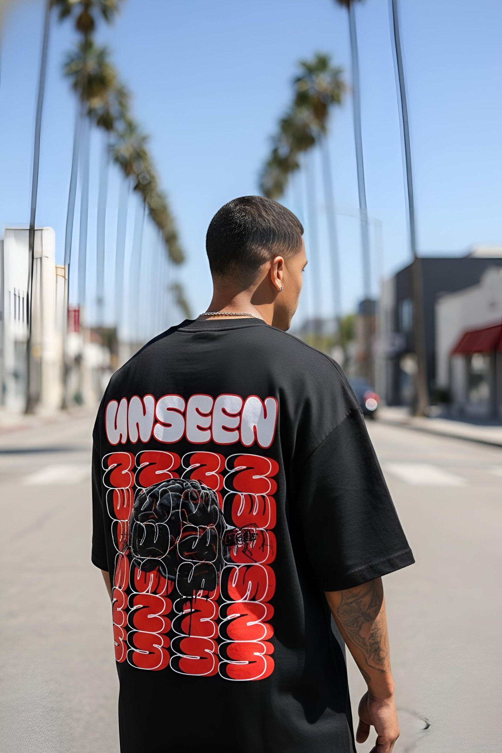 Unseen Oversized T-Shirt by Yaveddra with bold back graphic streetwear design Unseen Oversized T-Shirt by Yaveddra with bold back graphic streetwear design