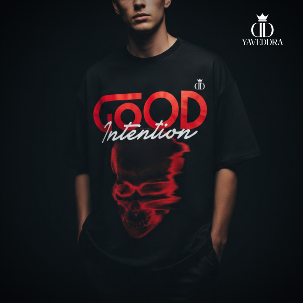 Home Good Intention Black Oversized Graphic T-Shirts