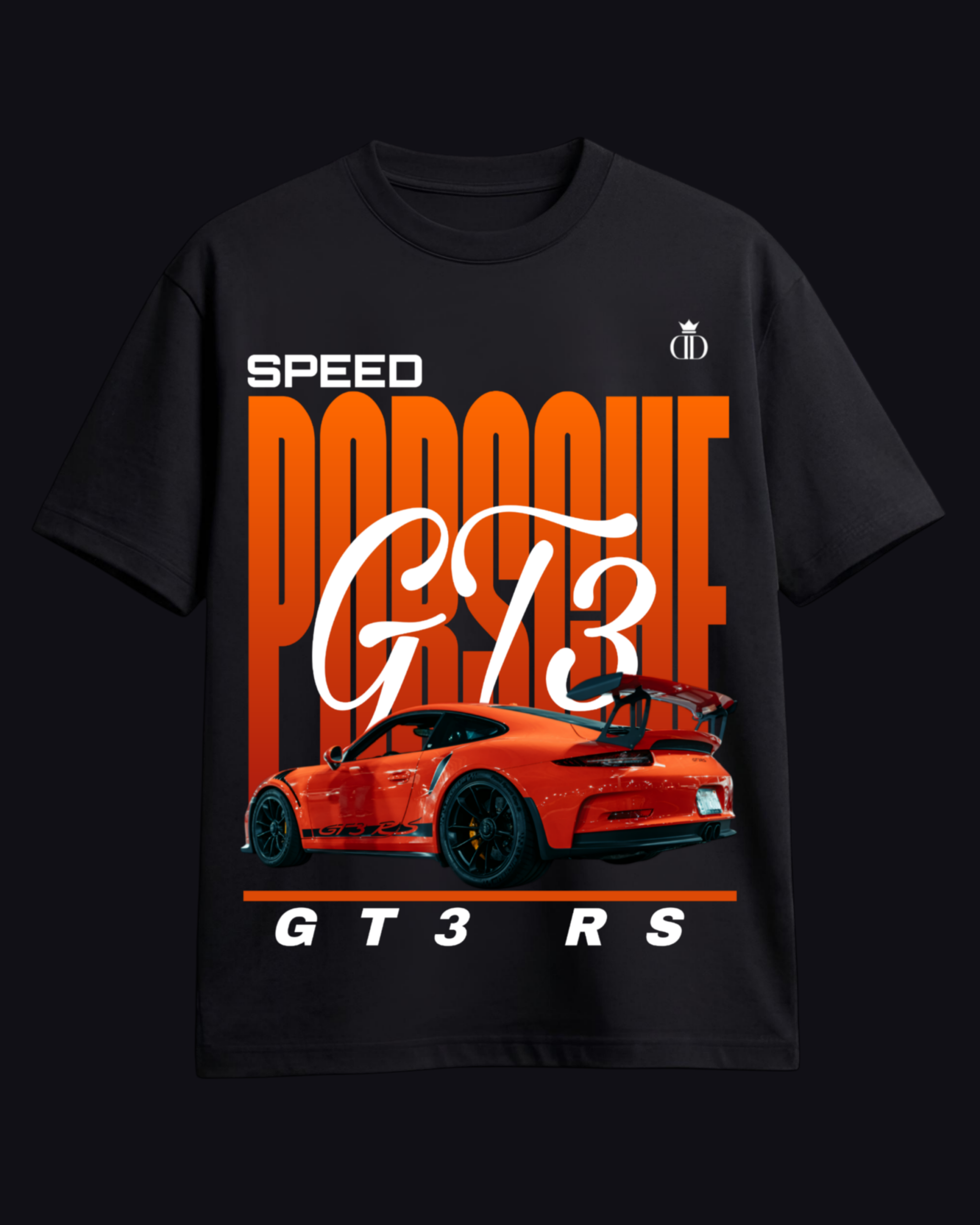 Porsche Oversized T-Shirt Front View Black | Yaveddra Porsche Oversized T-Shirt front side black oversized streetwear tee by Yaveddra 240 GSM cotton