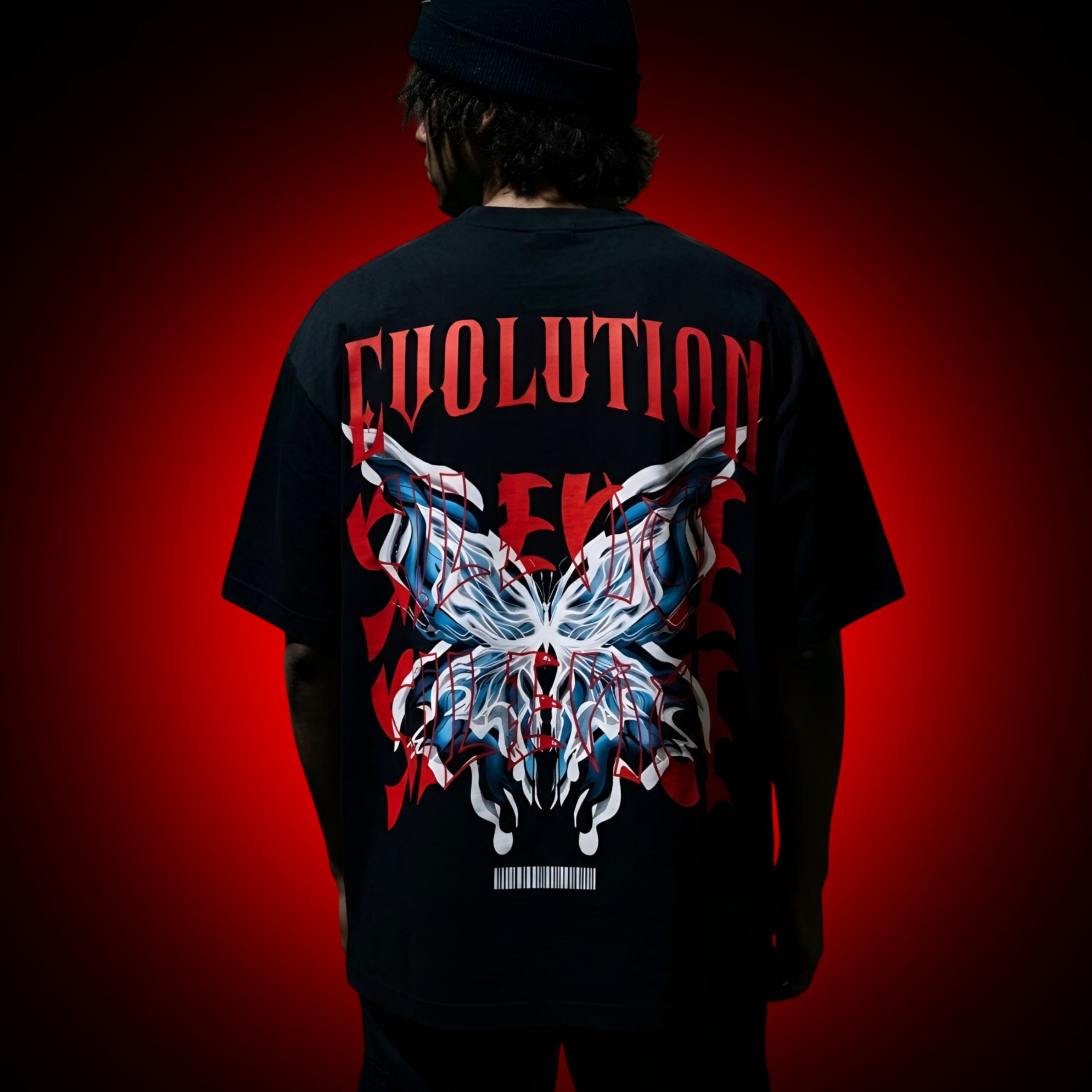 oversized t shirt for men butterfly graphic back view