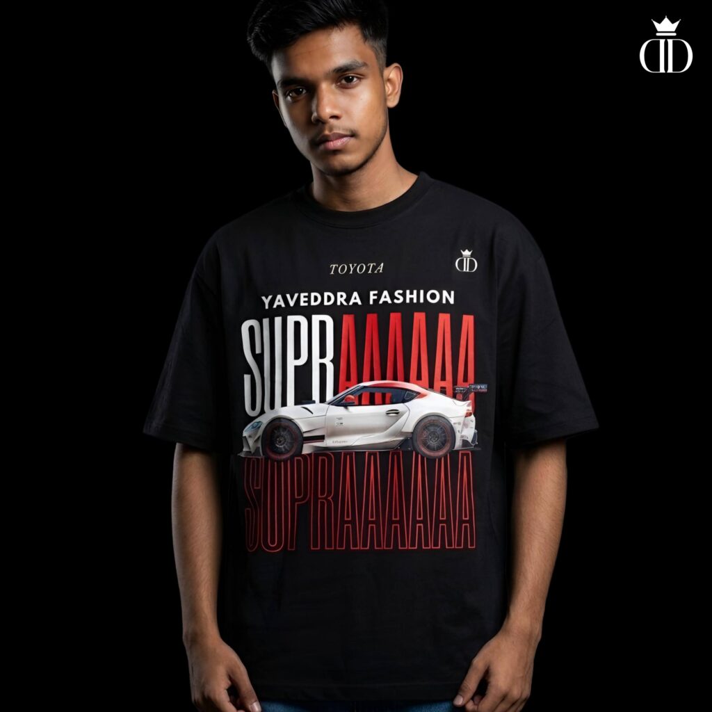 Supra Oversized T-Shirt Front View Yaveddra black supra oversized t-shirt yaveddra front view 240 gsm cotton Best Car Graphic T-Shirts for Men