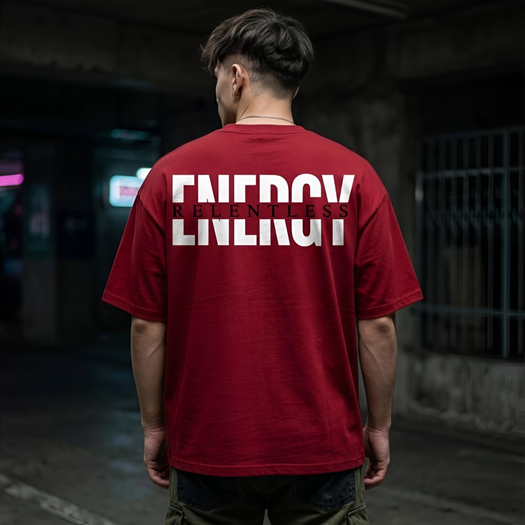 Home Red Oversized Graphic T Shirts for Men & Women – Energy Tee back print design