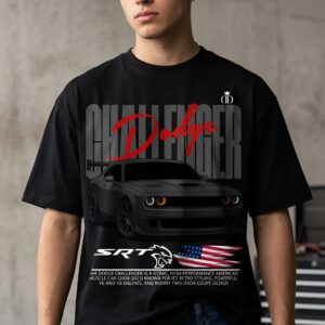 Dodge Challenger Oversized Graphic T-Shirt black front close view premium cotton streetwear