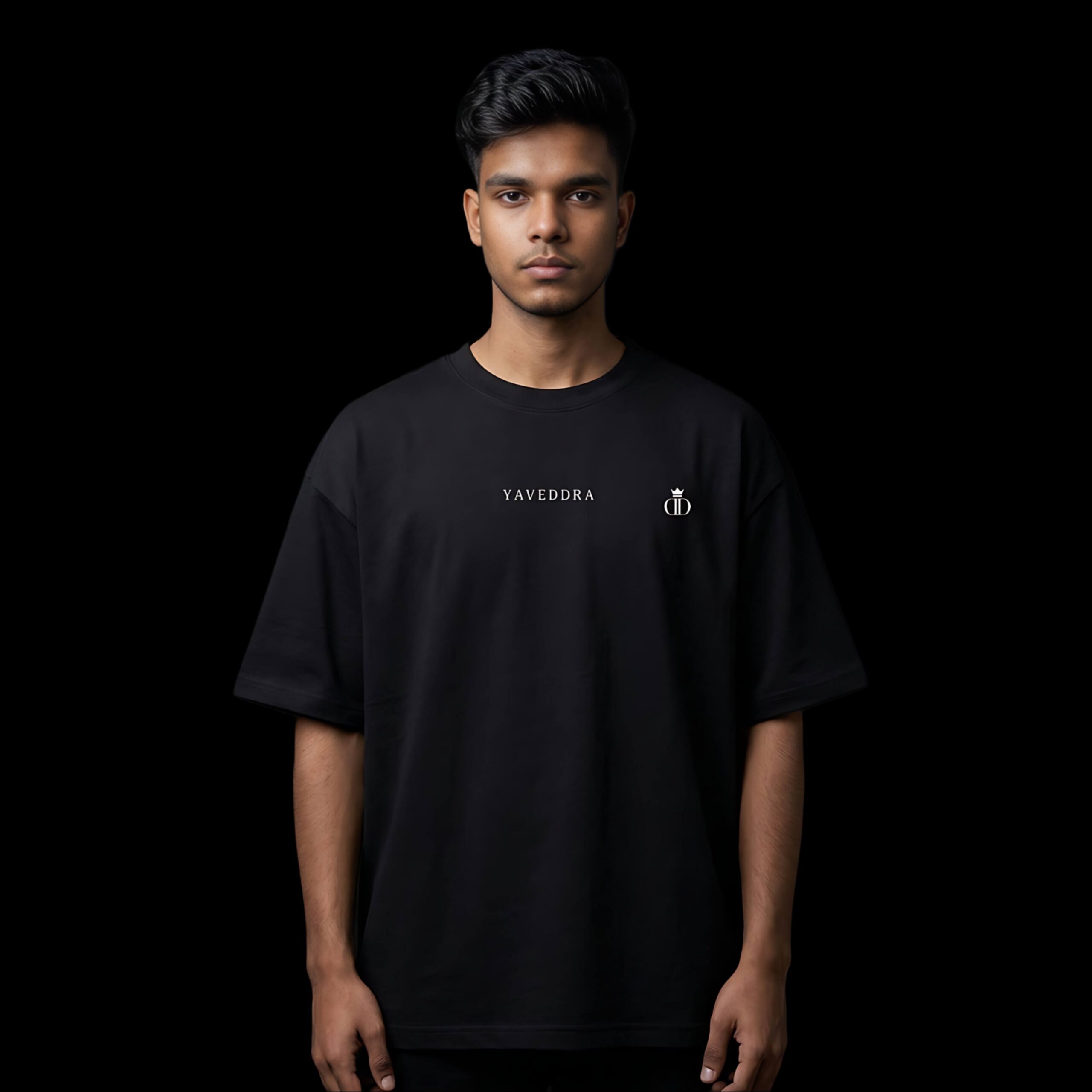 Oversized T Shirt Men – Front View | Yaveddra Streetwear Oversized T Shirt Men front view with BMW Racing Car graphic by Yaveddra Anuurag Mal