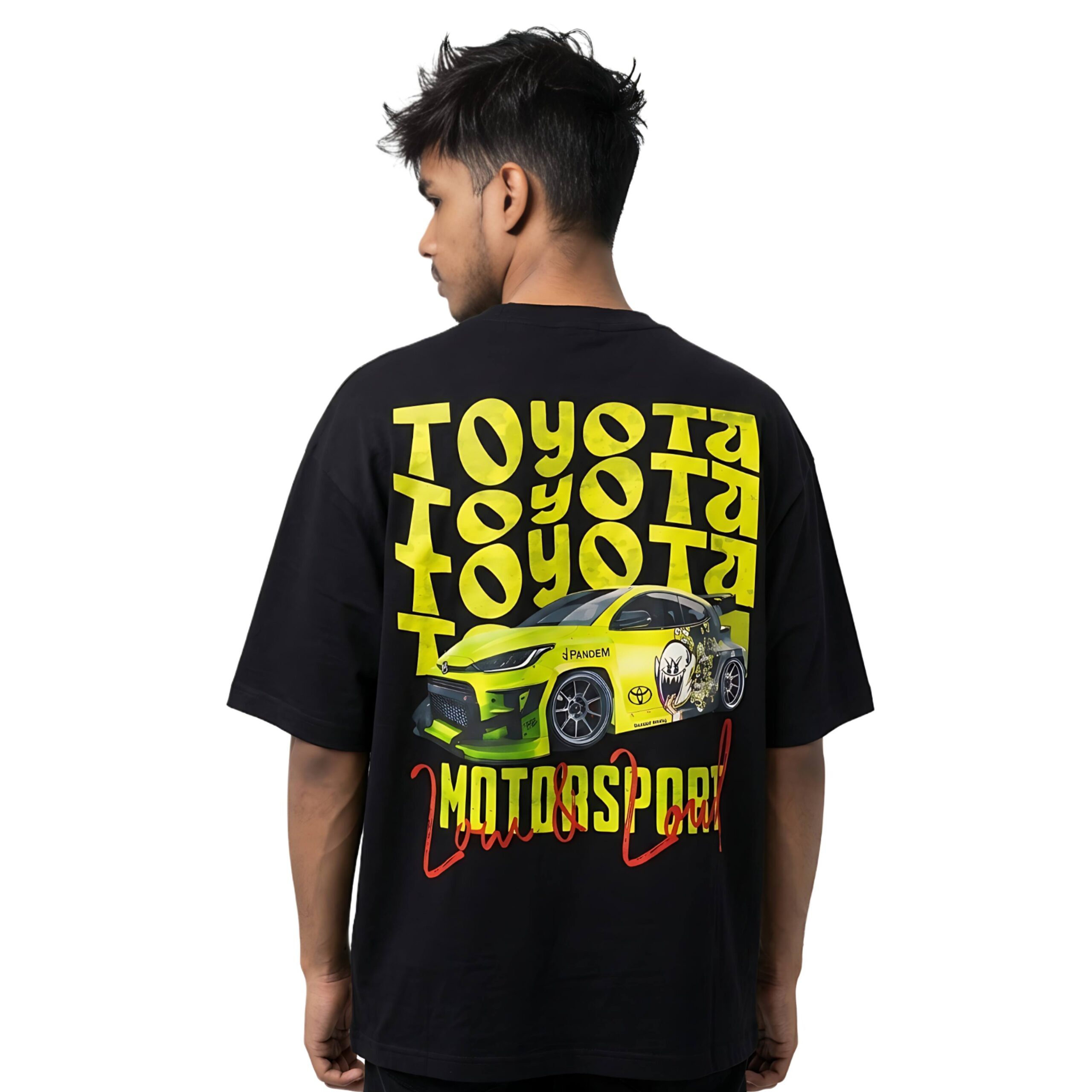 Yaveddra Car Graphic Oversized T Shirt Men Back Print Best Oversized T Shirt Men Printed Car Graphic Tee back view car graphic black t-shirt Yaveddra Anuurag Mal
