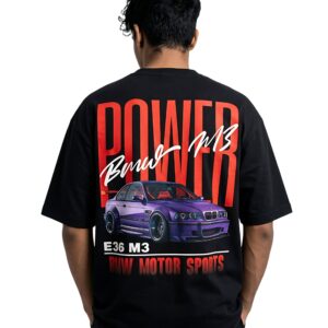 Tshirts bmw oversized t shirt men black car graphic oversized tee front and back view premium streetwear