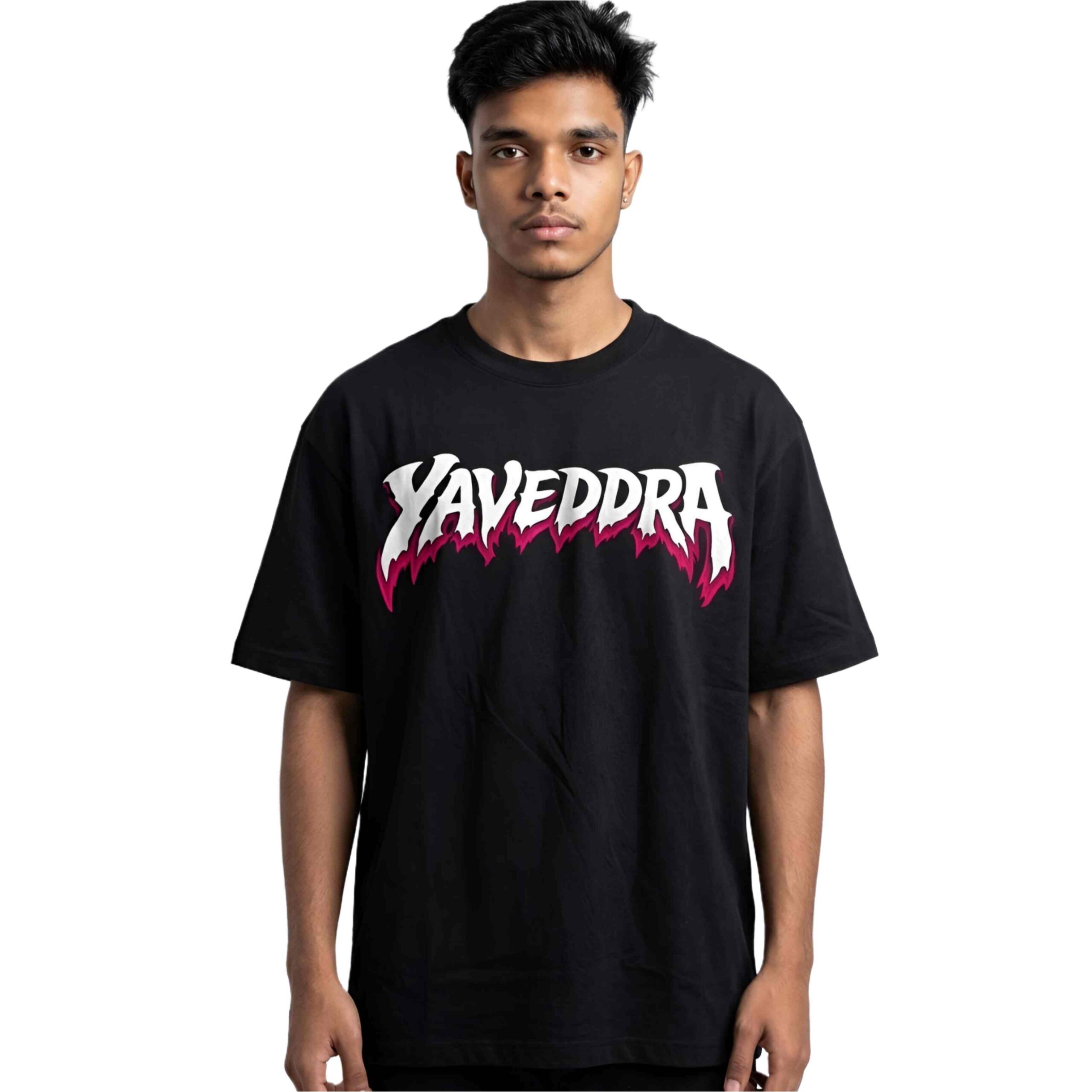 Best Oversized T Shirt For Men Black Yaveddra Front View Best Oversized T Shirt For Men black Yaveddra front logo oversized tee under 800 , Anuurag mal