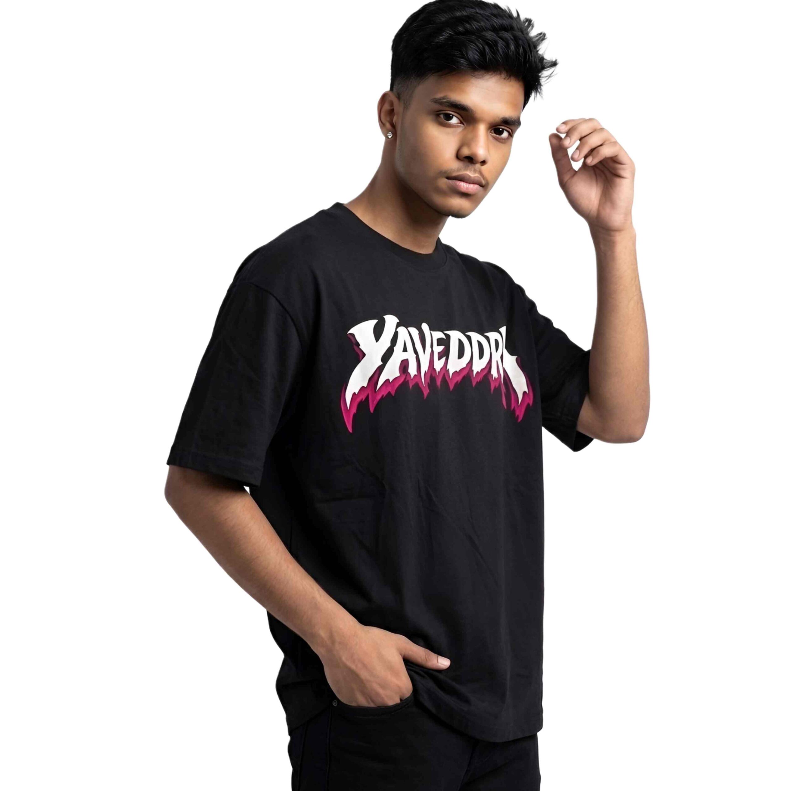 Oversized T Shirt Side View Right Fit Yaveddra Best Oversized T Shirt For Men side view right black oversized fit