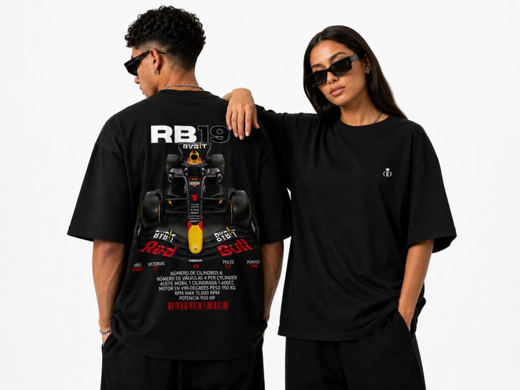 Yaveddra F1 Oversized Tee Duo Back View F1 Oversized T Shirt India duo back view racing streetwear graphic tee