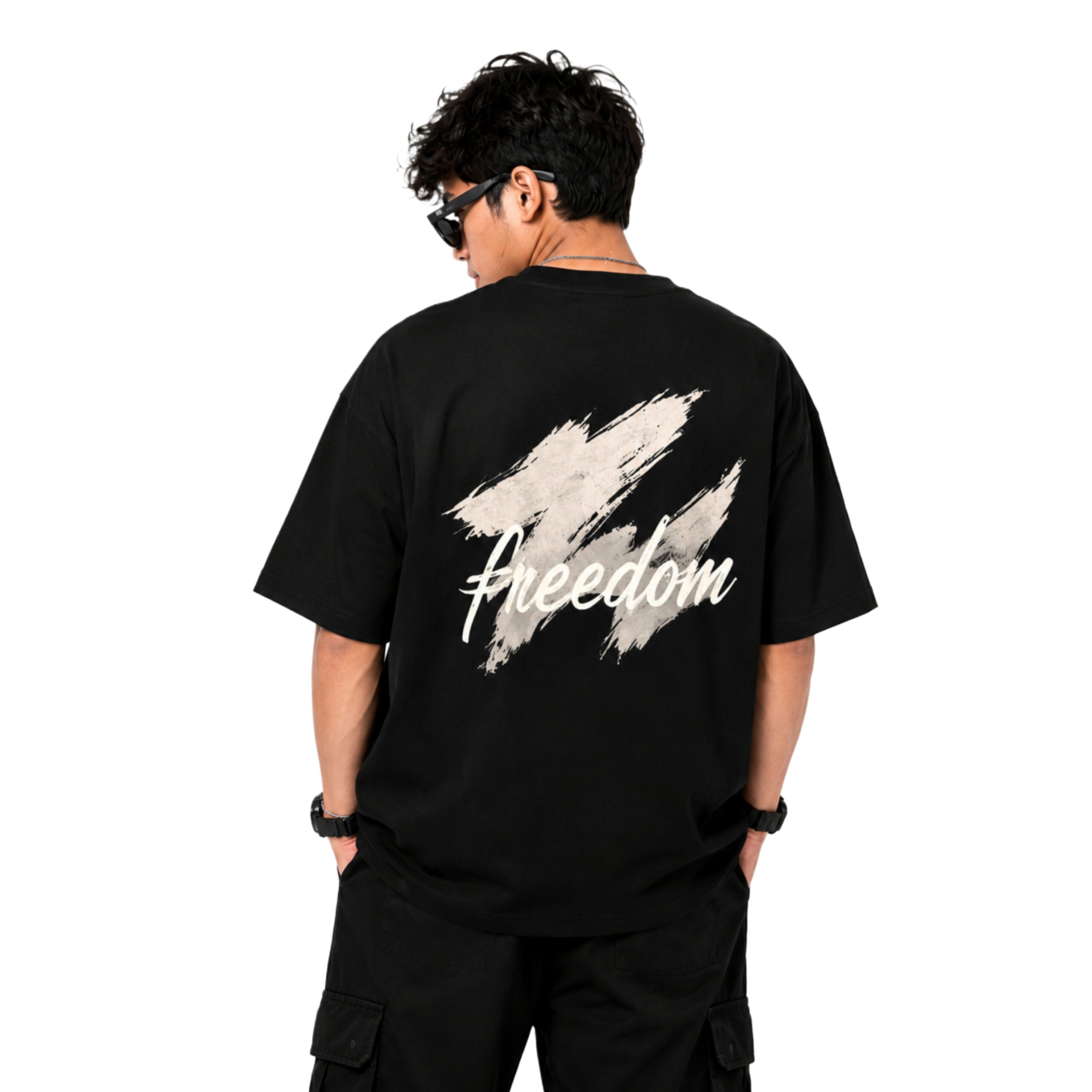 Freedom Oversized Graphic T Shirt Back Print Detail Freedom Oversized Graphic T Shirt close up back graphic print detail