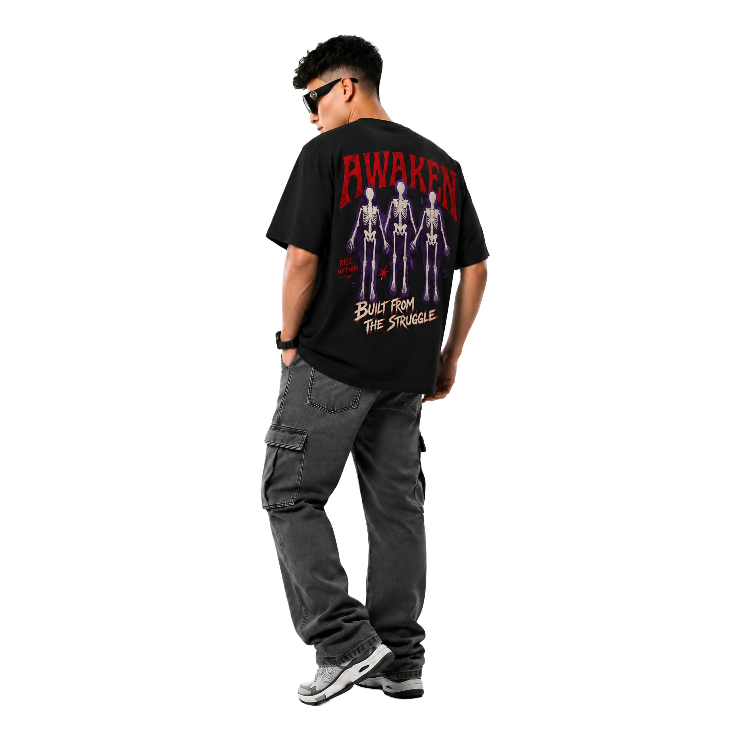 Home Yaveddra Skeleton Graphic Oversized T Shirt Side View