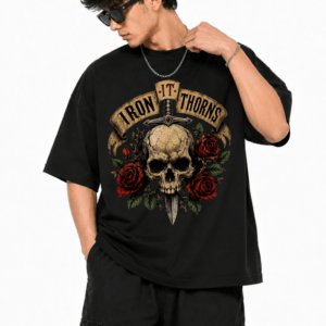 Home Oversized Graphic T-Shirt Men black streetwear graphic tee by YAVEDDRA