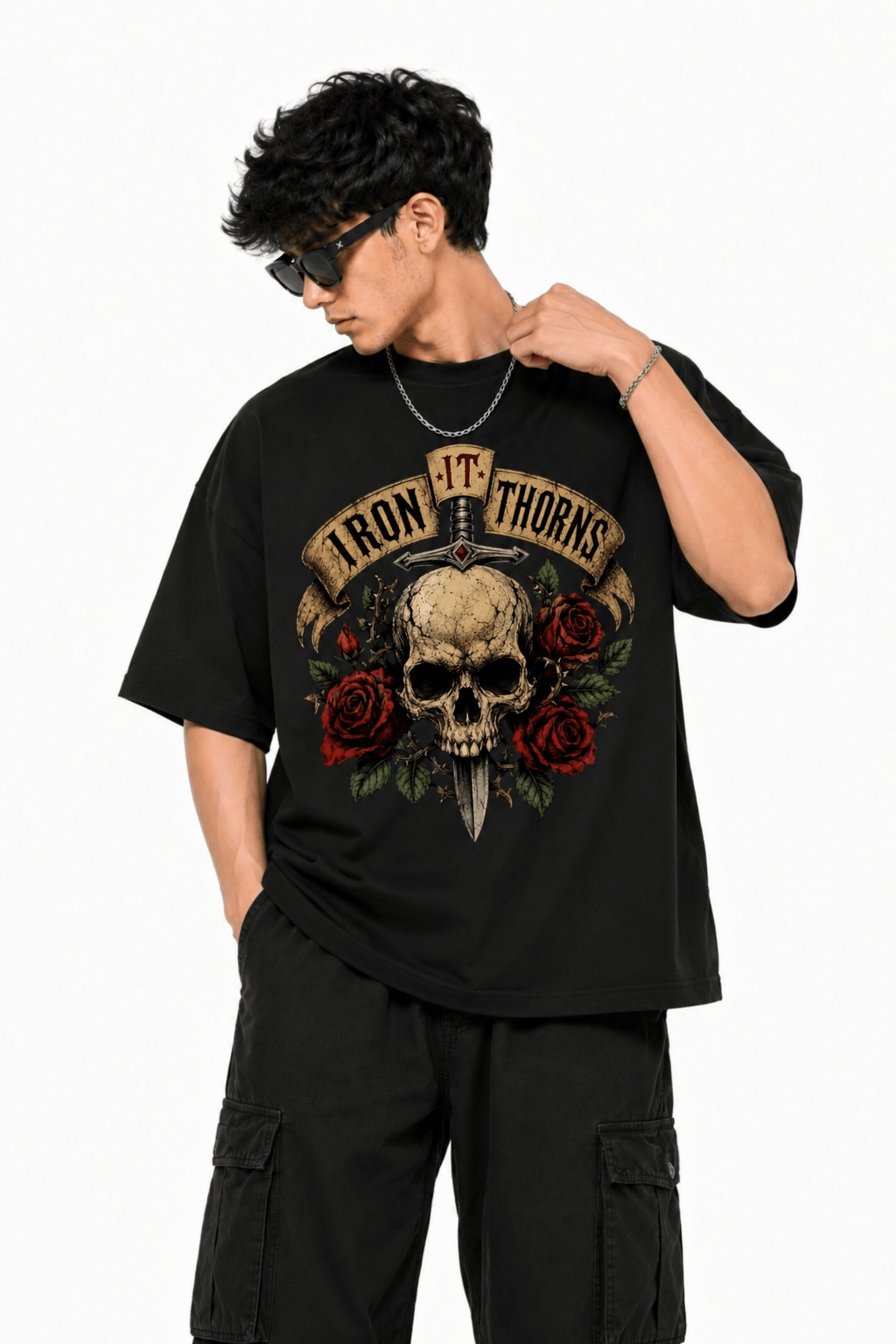 YAVEDDRA Premium Oversized Graphic T-Shirt Men Oversized Graphic T-Shirt Men black streetwear graphic tee by YAVEDDRA