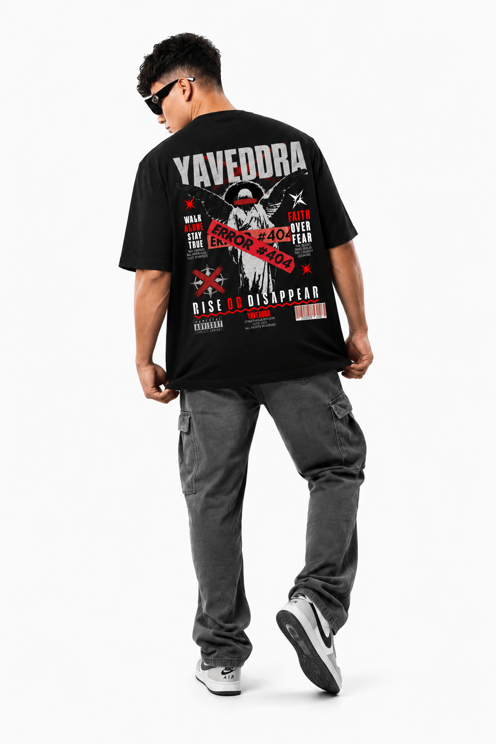 Guardian Angel Graphic Oversized T Shirt Back | YAVEDDRA Guardian Angel Graphic Oversized T Shirt Back Print