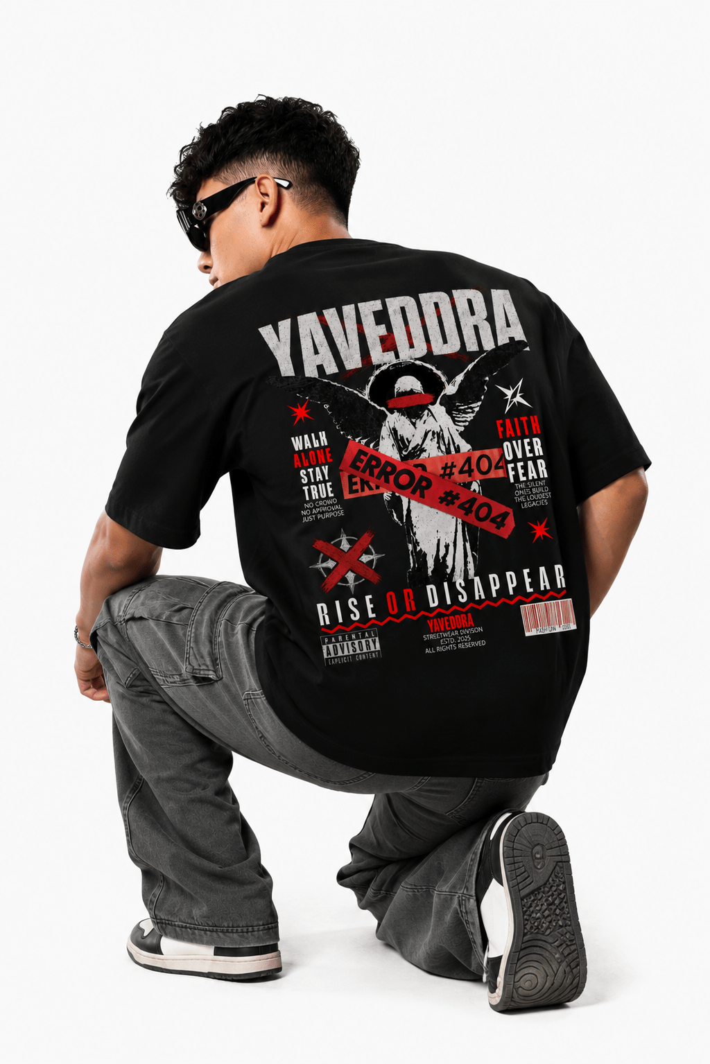 Guardian Angel Graphic Oversized T Shirt Side Back | YAVEDDRA Guardian Angel Graphic Oversized T Shirt Side Back View