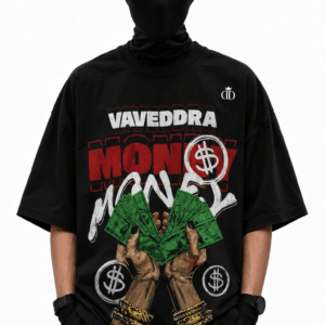 Home Money Oversized T-Shirt front view with bold graphic print